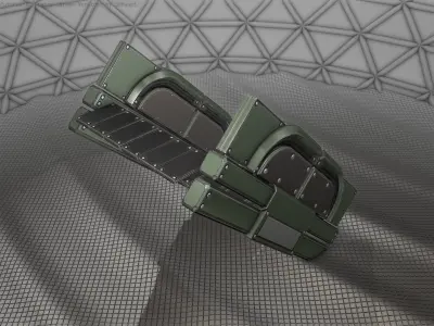 Sci-Fi Stairs - 23 - Green Version Low-poly 3D model