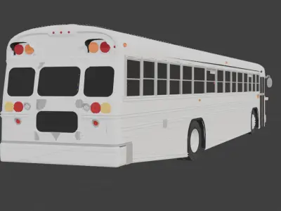 Blue Bird A3 School Bus   Realistic 3D Model Game Ready Low-poly 3D model