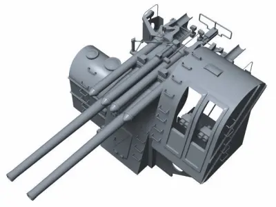 Type 89 40 caliber 12cm high angle gun 3D model