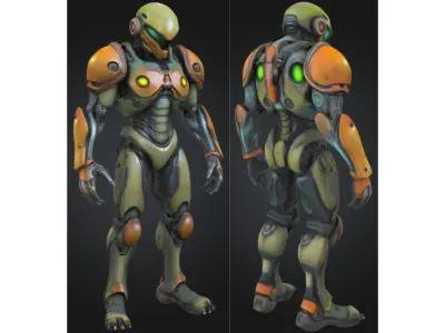 Alien Combat Unit Low-poly 3D model