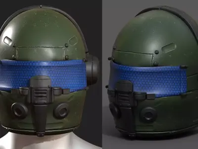 Helmet scifi fantasy futuristic military combat  Low-poly 3D model 4