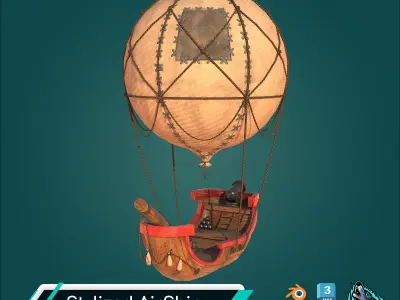 Stylized Airship Low-poly 3D model