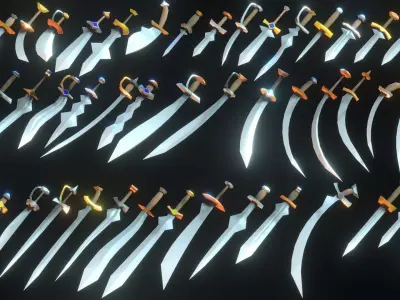 50 Lowpoly 3D Swords CC0 Free low-poly 3D model