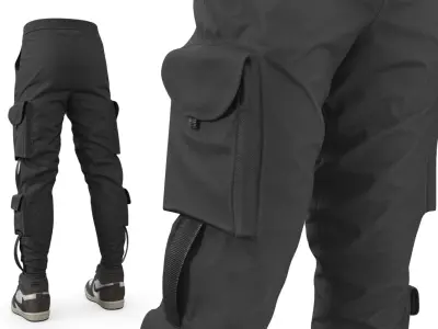 Cargo Trousers Black 3D model