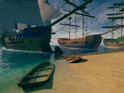 Stylized Pirate Ship - By Yorakeys Low-poly 3D model