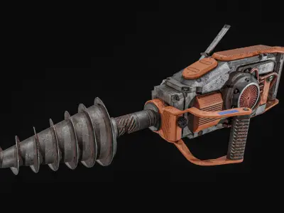 Hand Mining Drill Low-poly 3D model