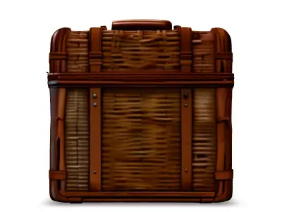 Wicker Suitcase Vintage Travel Luggage Low-poly 3D model