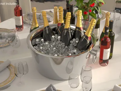 Moet Champagne Bottles in Ice Bucket 3D model