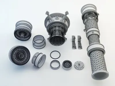 3d Military Jet Exhaust and Nozzle Detail kit III 3D model