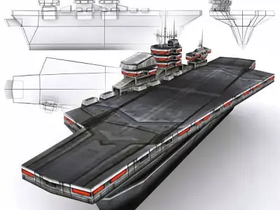 3DRT - Sci-Fi Naval Vessel - Aircraft Carrier Big Mamma2 Low-poly 3D model