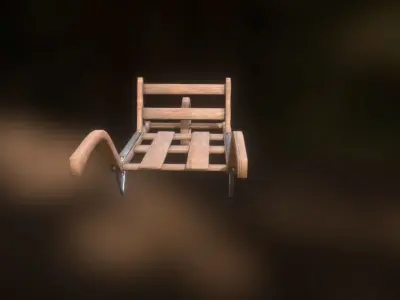 Old Wheelbarrow Dark Low-Poly PBR VR AR Low-poly 3D model