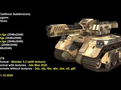 Tank Concept -3-Desert-Camouflage Low-poly 3D model