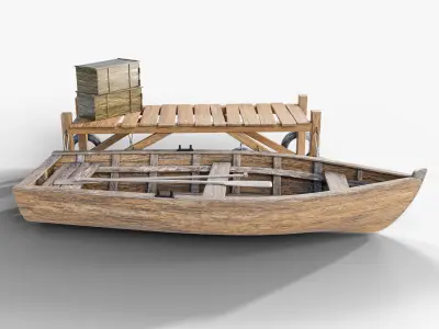 Bridge  Boat Low-poly 3D model