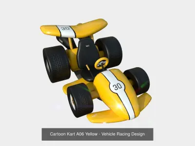 10 Cartoon Karts Yellow Collection - Vehicle Racing Design 3D Model Pack purchase