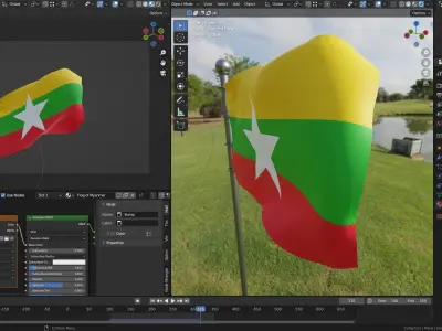 Animated Myanmar Flags 3D model