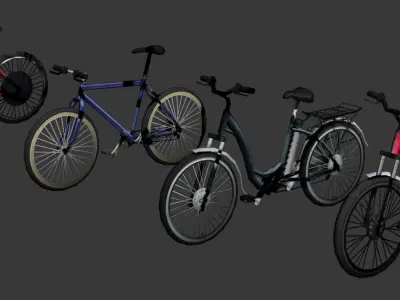 Low Poly bicycle set bicycles Low-poly 3D model
