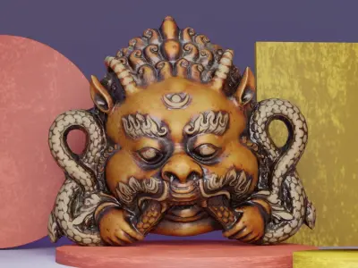 Union of the Sun and Moon sculpt Low-poly 3D model
