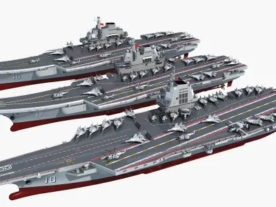 CV16 CV17 CV18 with shipboard aircraft 3D model