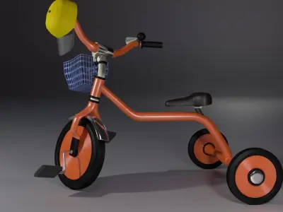 Vintage kids tricycle bicycle Free low-poly 3D model