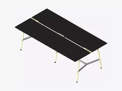 Desk - Timberline - Workstation - Dbl - Side - 4 - Person - High Low-poly 3D model
