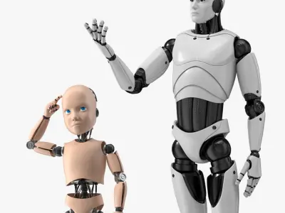 Humanoid Robots Adult and Child Collection 3D model