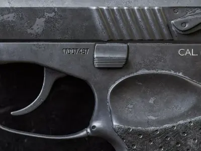 Modern Semi Automatic Pistol Handgun 3D model