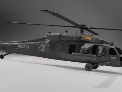 UH60 Black Hawk With Guns and Missiles PBR 4K Textures Low-poly 3D model