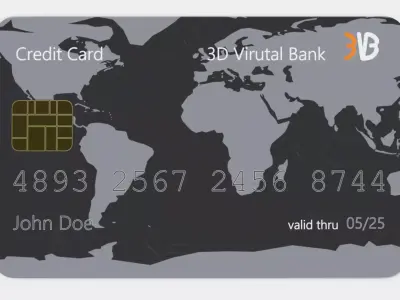 Credit Card V6 - Generic Payment Prop with Custom Design 3D model