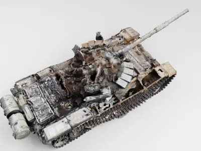 Russian T-72 tank destroyed by Ukrainian army  3D model