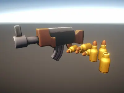 Stylized Low Poly Guns and Ammo - PBR Game Ready Weapons Free low-poly 3D model