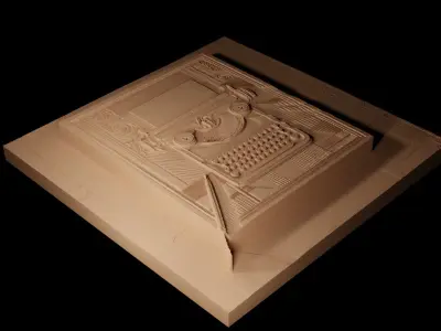 Typewriter CNC 3d Print High Relief Sand Casting 3D print model