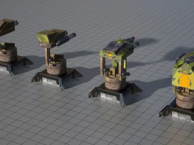 Turrets  Standard low poly Low-poly 3D model