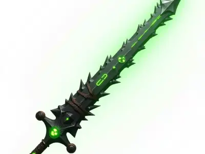 Toxic Green Venomous Core Biomechanical Sword 3D Model Low-poly 3D model
