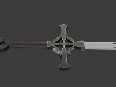 Fantastic Crusader Sword Low-poly 3D model