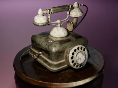 old retro telephone Low-poly 3D model