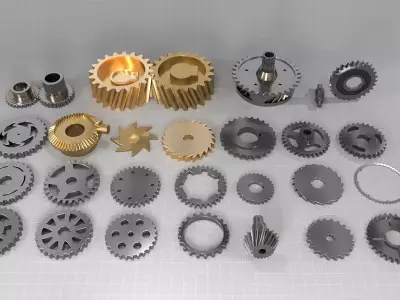 30 gears Low-poly 3D model