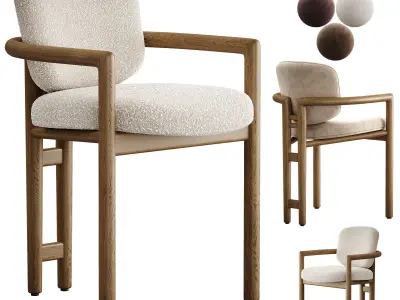 Macayle Modern Classic Beige Performance Upholstered Brown Oak  3D model