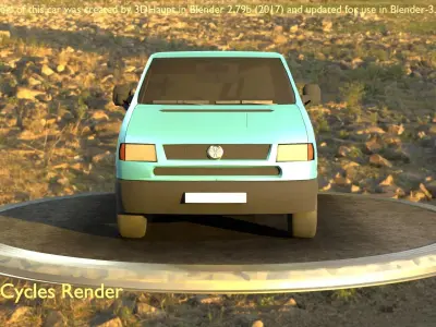 City Car 55 Commercial Transporter Type-C Blue  Low-poly 3D model