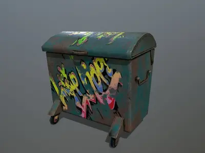 trash can Low-poly 3D model get
