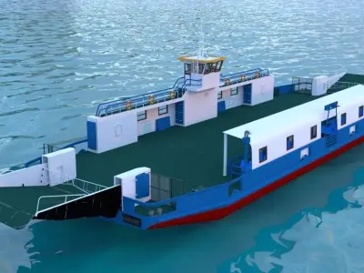 car ferry boat version-2- Low-poly 3D model