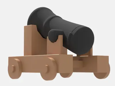 Medieval cannon Low-poly 3D model 4