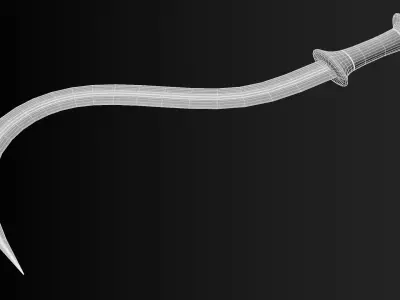 Shotel curved sword Low-poly 3D model
