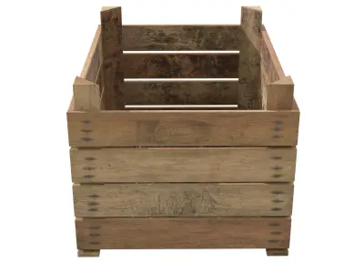 Wooden Fruit Crate 02 Low-poly 3D model