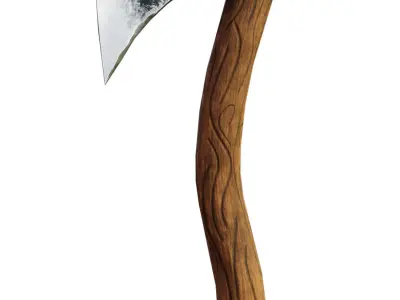 Old axe with a pattern Low-poly 3D model