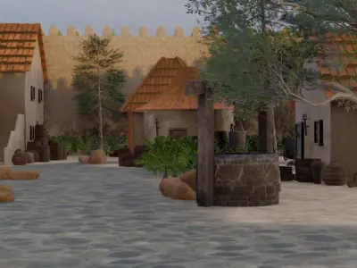 Fortified Hill Town 3D model