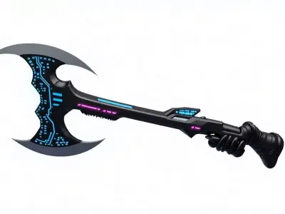 Cyberpunk Double Axe 3D Model Low-poly 3D model