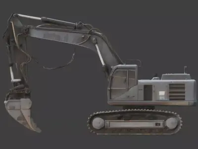 Gothic Coffin-Themed Excavator 3D Model Low-poly 3D model