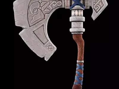 Stylized Axe Low-poly 3D model 13