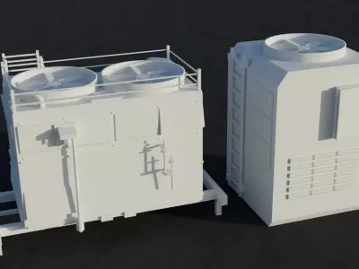 Two Industrial air conditioning Low-poly 3D model