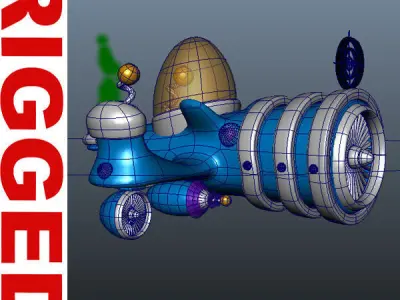 Spaceship Cartoon Low-poly 3D model